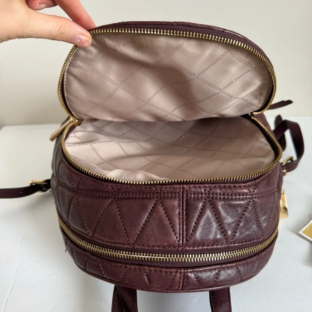 Michael Kors Rhea Medium Quilted Leather Backpack In Barolo